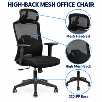 Chaise de bureau moderne à dossier haut en maille avec appui-tête et accoudoirs 3D pour l'école et l'hôpital