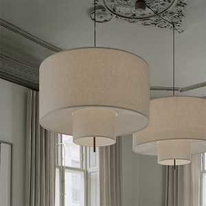 Nordic Style Fabric Pendant <b>Light</b> Round E27 Led Anti Glare For Living Room <b>Dining</b> Room Hotel - Product Image 2
