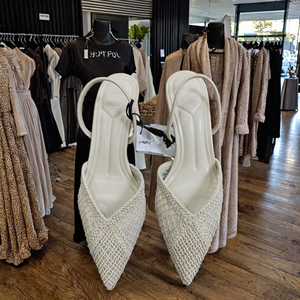 Nouvelles mules élégantes pour femme ZA Style Espagne, en maille tressée <span class=keywords><strong>beige</strong></span>, à bout pointu, <span class=keywords><strong>talon</strong></span> <span class=keywords><strong>aiguille</strong></span> et bride arrière, chaussures de soirée - Product Image 1