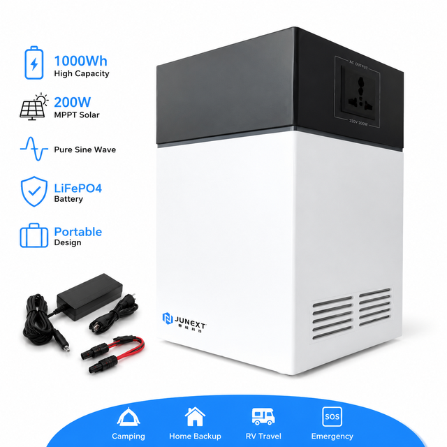 High Capacity 1000Wh 1kWh LiFePO4 Portable Power Station 200W MPPT Solar Generator Pure Sine Wave Outdoor Emergency Backup