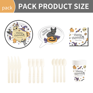 DAMAI Halloween Party Disposable Paper Plates Customized Witch's Hat and Bat Paper Dessert Plates Tableware Sets - Product Image 6