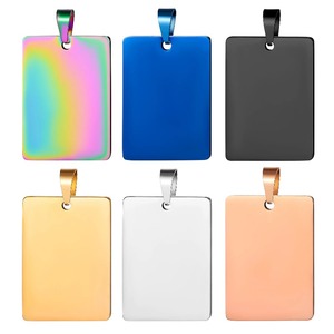 28*40mm Rectangle Stainless Steel <b>Dog</b> <b>Tag</b> ID <b>Tag</b> Blank Pendant 6 Colors No Fade Waterproof - Product Image 2