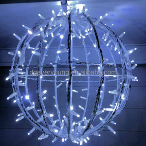 Bola de luz LED 3D para Navidad, 35cm, blanco frío, plegable, exterior, marco de acero, cuerda de goma, IP 67 - Product Image 2
