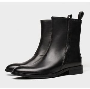 Bottes pour hommes, taille 37-44, bottes d'hiver tendance pour hommes, bottes en cuir mi-hautes chaudes pour l'hiver - Product Image 3