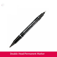 Marqueur double pointe à encre huileuse permanente, pointe fine, Deli Black