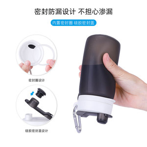 Botella de agua plegable de silicona de 500 ml, botella deportiva de gran capacidad para viajes con mosquetón para uso en exteriores - Product Image 5
