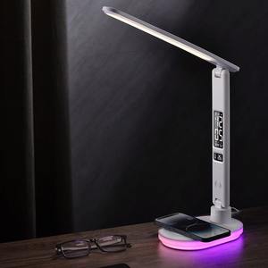 Foldable Multifunction LED Desk Lamp with Wireless Charger Calendar Temperature Alarm <b>Clock</b> Wireless Charging Reading Lamp - Product Image 1