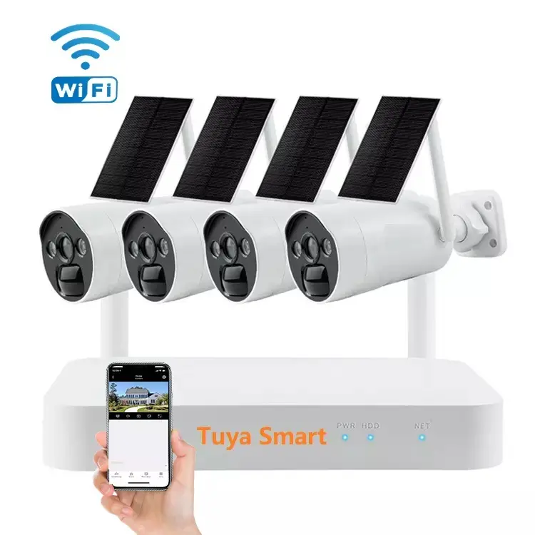 Kamera Keamanan Surya Cctv Luar Ruangan Nirkabel Kamera Deteksi Gerakan Pir Baterai Wifi Sistem Kamera Nvr Transmisi Nirkabel