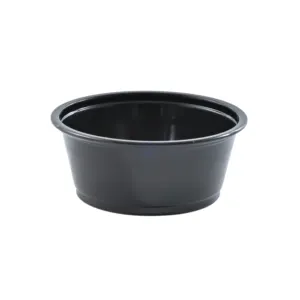 Wholesaler 2.5 Oz Black Disposable Plastic Sauce / Food Cup / Bowl / Container With Lids