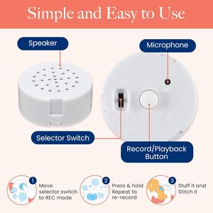 Enregistreur <span class=keywords><strong>audio</strong></span> multi-méssages de 60 secondes pour peluches, mini-enregistreur vocal ludique, inserts pour cadeaux sonores personnalisés - Product Image 3