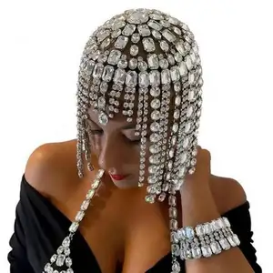 Fashion Bridal Rhinestone Tassel Headband Full Diamond Zircon Sexy Hair Accessories Hairband Hair Chain Women