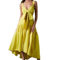 Robes mi-longues pour femmes, personnalisées, de haute qualité, printemps-été, décontractées, élégantes, sexy, sans manches, col en V profond, bretelles tressées