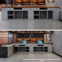 Comptoir d'accueil d'angle moderne en bois massif pour cafés et restaurants – Mobilier de restaurant pour caissier, service de thé au lait et de gâteaux