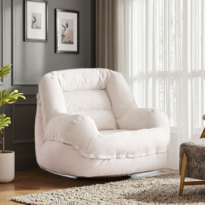 Poltrona Moderna Imbottita Sottovuoto, Sedia Singola con Schienale, Divano Pigro in Tessuto, Pouf per Soggiorno - Product Image 4