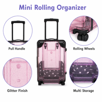 PD TOYS Boîte de rangement mini valise roulante en plastique ABS recyclable, forme unique pour bonbons, cosmétiques, bijoux, collations - Jouet