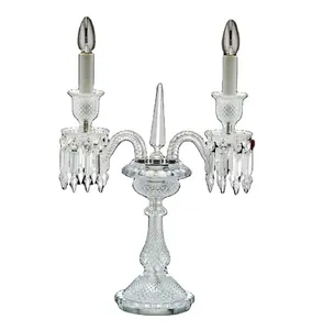 Crystal Candelabra Table Lamp Glass Switch Control Energy Saving Used Modern Round 2 Light LED European AC 85-265V D400*H600MM