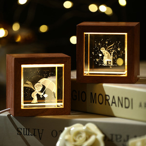 Với khung gỗ pha lê 3D laser khắc năng lượng mặt trời hệ thống hành tinh mặt trăng thủy tinh bóng <span class=keywords><strong>Cube</strong></span> ánh sáng ban đêm lưu niệm - Product Image 2