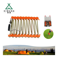 Accessoires de camping TP3008 Lot de 20 pièces dans une boîte de rangement en plastique Ensemble de chevilles de tente à vis en acier de 20.5cm avec douille hexagonale de 13 mm