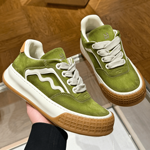 Baskets basses en daim pour femme, style skate, avec coutures ondulées, semelle épaisse et embout en caoutchouc, chaussures décontractées streetwear - Product Image 1
