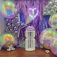 Grandes boules gonflables brillantes pour fêtes de filles, mariages, événements, décorations, ballons à bulles irisés, boule miroir gonflable