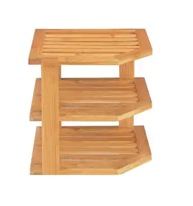 Bamboo Wood 3-Tier Corner Kitchen Storage Shelf Corner Shelf Storage Organizer Rack for Plates Cabinet and Pantry Organization