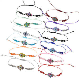 Braccialetto intrecciato di fascini animali della <span class=keywords><strong>tartaruga</strong></span> della boemia 12 pz/set per i gioielli della cavigliera di Yoga della catena della corda regolabile del branello di cristallo del bambino delle donne - Product Image 3