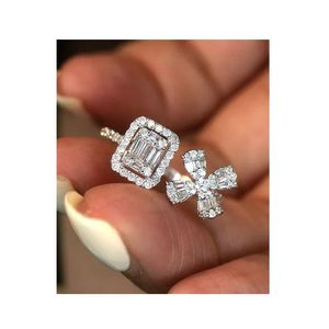 Anillo de Compromiso Xinfly con Diamantes Baguette de 0.56ct en Oro Blanco de 18K, Estilo Bypass FG - Product Image 2