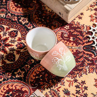 Personnalisé fait à la main sans poignée petite tasse à thé en céramique 60ml porcelaine turque Cawa tasses tasse tasse à café arabe avec logo