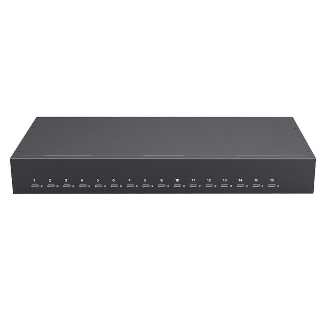 Compact 16-Port USB-C Charging Hub 65W PD3.0, Silent Fan Design for 24/7 Operation