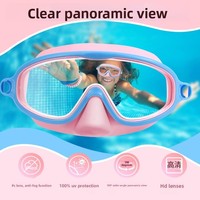Çocuklar için Büyük Çerçeveli Yüzme Gözlüğü PC Lens Silikon Burun Koruyucu Yüksek Çözünürlüklü Su Geçirmez Buğu Önleyici Göz Koruması