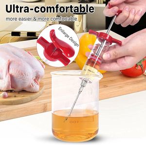 Kit d'injecteur de marinade pour viande - <span class=keywords><strong>Seringue</strong></span> portable en acier inoxydable avec aiguilles et brosse de nettoyage pour barbecue, dinde, bœuf - Outils de cuisson pour injecter des saveurs - Product Image 5