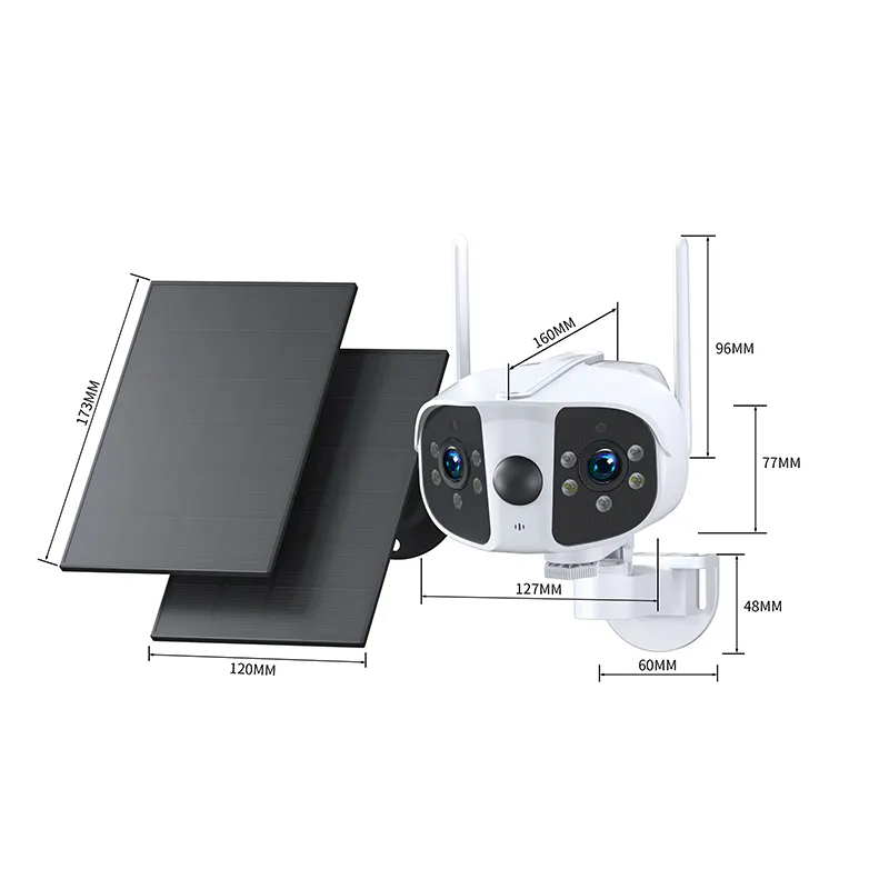 4K-Doppelobjektiv-180-Grad-Weitwinkel-Solar-Überwachungskamera für den Außenbereich mit intelligenter Erkennung Nachtsicht-Zwei-Wege-Gespräch