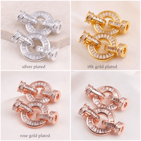 Connecteur Fermoir Rond en Zircon Baguette Plaqué Or 14K pour la Fabrication de Colliers et Bracelets (Vente en Gros)