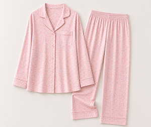 Set <span class=keywords><strong>Pigiama</strong></span> da <span class=keywords><strong>Donna</strong></span> in Cotone Rosa <span class=keywords><strong>con</strong></span> Stampa Leopardata, Maniche Lunghe e <span class=keywords><strong>Bottoni</strong></span>, Pantaloni Lunghi, Morbido Completo Casual per Casa - Product Image 1