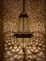 Lámpara Colgante Marroquí KALUX, Hierro Color Dorado, LED 110-240V, 2 Años de Garantía, Moderna, Simple, Luz Blanca Cálida 3000K, CRI90, para Mezquita u Hogar
