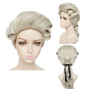 Mujeres sintético abogado juez barroco rizado disfraz <span class=keywords><strong>pelucas</strong></span> Deluxe histórico largo Rubio Cosplay peluca para Halloween Cosplay - Product Image 1
