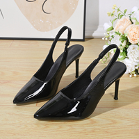 Damen Echtleder Slingback Pumps Spitze Stiletto-Absätze Verstellbare Schnalle Elegante Schuhe für Hochzeit Büro Party Alltag