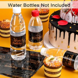 Étiquettes personnalisées pour bouteilles, 30 pièces, noir et or, imperméables, pour décorations de fête d'<span class=keywords><strong>anniversaire</strong></span>, vente en gros, directement de l'usine - Product Image 3