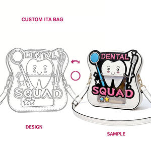 Custom Light Up House Shape Ita Bag Clear Window Compartments Anime <b>Pins</b> Badges Display <b>Cute</b> Cartoon Pu Leather Women Handbags - Product Image 3