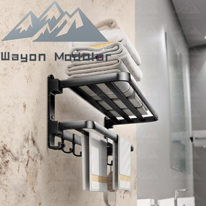 Wayon giá nhà máy Bán buôn phụ kiện phòng tắm màu đen mờ nhôm khăn giá đôi tùy chọn duy nhất bạc Thanh nhà khách sạn sử dụng - Product Image 1