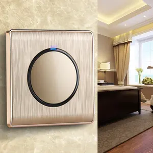 Luxury Champagne Gold New Design Brazil Pc Board Round Power Push Button Electric Light Wall Switch