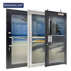 Rogenilan, resistente a la intemperie, <span class=keywords><strong>KFC</strong></span>, puerta de vidrio con resorte, tienda de aluminio, puertas de entrada principales delanteras para negocios - Product Image 1