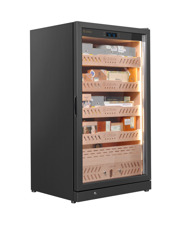 ZIEUN Intelligent Waterproof Stainless Steel Electric Cigar Humidor Adjustable Thermostat 258L Capacity 3-Year Warranty For