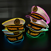 Grappige Party LED Marine Hoed Mannen Vrouwen Valentijn Cosplay Kostuum Gloeiende Kapitein Hoed Oplichtende Matrozenhoed Bar Nachtclub Hoofddeksels