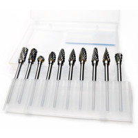 Ensemble de fraises en alliage dur 10 pièces avec un diamètre de poignée de 3.0mm, adapté aux forets de rectifieuse et aux têtes de meulage en acier au tungstène