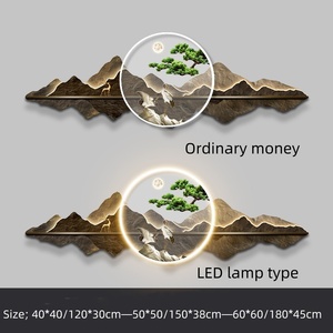 Luzes LED Redondas Modernas Personalizáveis para Pendurar na Parede, Pintura Decorativa de Paisagem em Novo Estilo Chinês para Sala de Estar e Escritório - Product Image 5