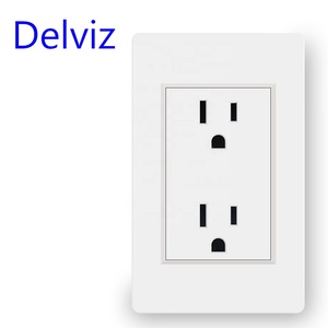 Panel de PC Blanco Delviz de 118 mm x 72 mm, CA 110~250 V, Enchufe Eléctrico de 15 A para Estados Unidos, Toma de Corriente Doble Estándar Estadounidense para Montaje en Pared - Product Image 1