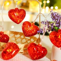 Hartvormige plastic LED-lichtslingers, romantische hartdecoratieverlichting voor Valentijnsdag, bruiloft, feest en sfeervolle decoratie thuis