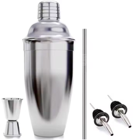 Ensemble de shaker à cocktails Camol personnalisé 5 pièces, shaker de 750 ml avec doseurs de 15/30 ml, pailles verseuses, kit de barman en acier inoxydable