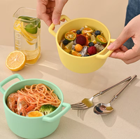 Marmite à soupe écologique à double anse en verre + couvercle en silicone 1200 ml compatible avec les plaques à induction, passe au lave-vaisselle et au micro-ondes